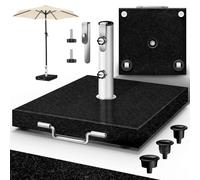Pied de parasol tillvex® Granit avec roulettes et poignée de transport, noir - 27 kg, forme carrée | Pied de parasol avec mât en acier inoxydable | Pied de parasol de balcon pour mâts de 16 à 48 mm et