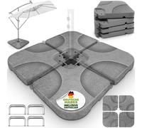 Pied de parasol tillvex® gris granit 60 litres / 80 kg – 4 pièces pour parasol à pied déporté, avec raccord métallique | Pied de parasol pouvant être rempli d'eau ou de sable | Pied de parasol pour pa