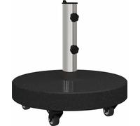 vidaXL Pied de parasol 30kg Noir Granite et Acier Inoxydable Rond | Facile à pousser partout grâce aux roues qui se bloquent , Reste stable même avec un poids costaud de 30 kg ,