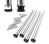 Pied de table Lot 4 Acier inoxydable Chromé Réglable Ø60mm 1100mm Support Table
