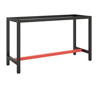 Pied d'établi, Support Table de Travail Cadre Etabli d'atelier Noir et Rouge Mat 140x50x79 cm Métal