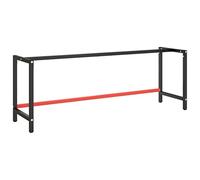 Pied d'établi, Support Table de Travail Cadre Etabli d'atelier Noir et Rouge Mat 220x57x79 cm Métal