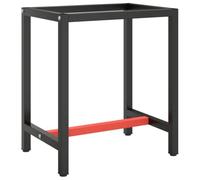 Pied d'établi, Support Table de Travail Cadre Etabli d'atelier Noir et Rouge Mat 70x50x79 cm Métal