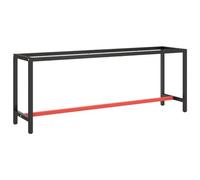 Pied d'établi, Support Table de Travail Cadre Etabli d'atelier Noir Mat et Rouge Mat 210x50x79 cm Métal