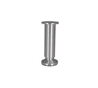 CIME-Pied de meuble, forme cylindrique. Pied 38mm. Platine à visser D58mm. H.150mm. Vérin réglable. Aluminium brossé. Pied de table.