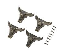 Pieds de boîte à bijoux 4 pièces, pieds de caisse en bois de tigre Vintage | 42X23mm/1.65X0.91in, protecteurs d'angle de poitrine en alliage de Zinc, clous 8 pièces, pour armoires, meubles