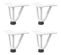 Pieds de fixation pour table basse 4 pièces 10 cm Acier massif Blanc | Acier massif revêtu par pulvérisation, niveleurs de pied réglables, trous pré-percés, vis incluses, plateau de table non