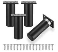 Pieds de lit - Lot de 4 - Noir-Hauteur: 10 cm, Pieds de Support en Fixation en Métal pour Meubles/Table/Chaise/Bureau