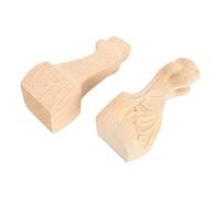 Pieds de Meuble Sculptés en Bois, 15x6x4cm, Lot de 2 | Base stable pour canapé ou armoire, finition bois d'hévéa, look rustique