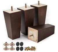 Pieds de meubles en bois massif de 20 cm (8 pouces), lot de 4 pieds de remplacement pyramidaux milieu du siècle pour canapé