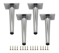 Pieds de meubles en métal, Pieds de meubles en métal, 4 pièces, assortiment cônes, canapé, bureau, remplacement for, Table, meuble TV, chaise(Silver,20cm/7.87in)