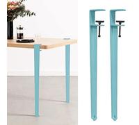 Pieds de table à pince en métal, pieds de meubles en forme de F, pieds de table basse, pieds de bar pour meubles et consoles à faire soi-même, design sans perforation pour protéger le bureau, (bleu