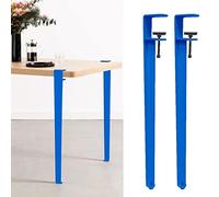 Pieds de table à pince en métal, pieds de meubles en forme de F, pieds de table basse, pieds de bar, pour meubles et consoles à faire soi-même, design sans perforation pour protéger le bureau, bleu
