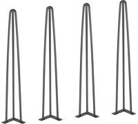 Pieds de table en épingle à cheveux 0,7 m, lot de 4 pieds de bureau Capacité de charge 408,2 kg, pieds de bureau en épingle à cheveux 3 tiges pour chaises de bureau, banc, table basse, pieds de meuble