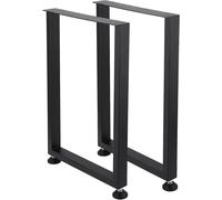 Pieds de table en métal, lot de 2 - Structure pour table et banc - Design industriel - Forme géométrique moderne - 67,3 x 45 cm - Noir