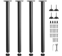 Pieds de table - Lot de 4 - 762mm de hauteur - 110mm de plaque de montage - Acier au carbone - Peinture époxy noire mate - Capacité de charge 544kg - Idéal pour les tables de cuisine, les consoles de