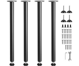 Pieds de table - Lot de 4 - 762mm de hauteur - 110mm de plaque de montage - Acier au carbone - Peinture époxy noire mate - Capacité de charge 544kg - Idéal pour les tables de cuisine, les consoles de