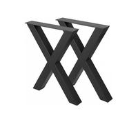 Pieds de Table Métal 2 Pièces, Forme Croix Charge 1000 kg, 720x790 mm, pour Maison Salle à Manger Bar