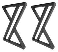 Pieds de table métalliques en X - Pieds de meuble - Lot de 2 - Capacité de charge de 300 kg - Pieds réglables - Pour bureau/table à manger/établi - Noir