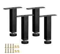 Pieds de table, Paquet de 4 pieds en métal réglables for canapé-lit avec vis multicolore 10-37 cm(Black,18cm-20cm)