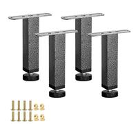 Pieds de table, Paquet de 4 pieds en métal réglables for canapé-lit avec vis multicolore 10-37 cm(Matte Black,28cm-30cm)