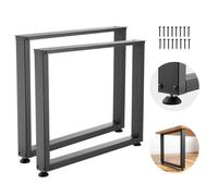 VEVOR Pieds de Table Rectangulaires 750x900 mm Lot de 2 Pieds de Bureau en Acier au Carbone, Charge Max. 1000 kg pour Bureau, Table à Manger, Table de Bar, Établi et Plan de Travail, avec Patins, Noir