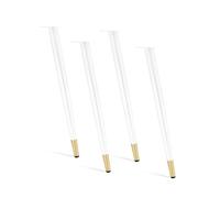 Pieds de table réglables - Lot de 4 pieds coniques blancs pour table à manger, bureau, table basse, banc, coiffeuse - 65 cm de hauteur avec vis incluses