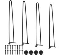 Pieds en épingle à cheveux, lot de 4 - Acier au carbone revêtu par poudre - Capacité de charge 227kg - Hauteur 710mm, plaque de montage 110x110mm - Idéal pour tables de cuisine, consoles de salon, tab