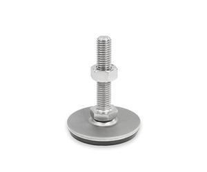 Pieds réglables en acier inoxydable Ganter Standard Elements GN 41-40-M12-60-D3-SK | Caoutchouc vulcanisé, argent, filetage d2 M12X60