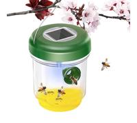 Piège à abeilles avec lumières LED à énergie solaire - Exterminateur de guêpes, pièges à mouches réutilisables, pot suspendu à double entrée pour frelons de charpentier, dispositif insecticide à éclai