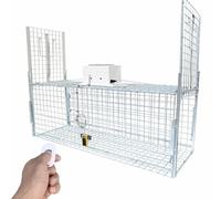 Piège à animaux vivants infrarouge 81,3 cm avec télécommande - Piège à chat pliable pour une utilisation en extérieur, idéal pour attraper les ratons laveurs, écureuils, lapins et Chipmun
