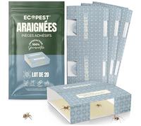 Piège à Araignées | Pièges à Colle d'Intérieur Collants pour Araignées et Autres Insectes Rampants | Piège à Appâts, Moniteur, Tueur et Détecteur d'Araignées (Paquet de 20)