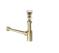 Piège à bouteilles d'évier de salle bains, 1 pièce, Kits tuyaux Siphon déchets, bouchon, raccords vidange Pour Bain(Brushed gold No hole)