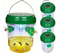 Piège à frelons Asiatique sélectif avec LED | Piège à guêpes et frelons réutilisable pour Jardin et Balcon | sans Produits Chimiques | Double entrée (4, Vert)