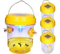 Piège à guêpes et frelons extérieur avec lumière LED, piège à frelon Asiatique réutilisable à Double entrée, sans Produit Chimique, pour Jardin et Balcon, Lot de 2 pièces (4 avec lumières)