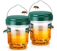 Piège À Guepes Extérieur 2 Pack - Piege Guepe Et Frelon Réutilisable avec Attractif Guepes Et Frelons, Anti Guepes Et Frelons (Vert)
