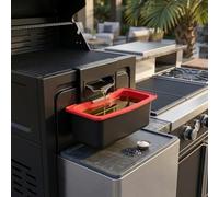 Piège à huile avec doublure en silicone - Récupérateur de graisse robuste pour barbecue plat - Entonnoir et kit de déflecteur en acier facile à installer 17,8 x 8,3 cm