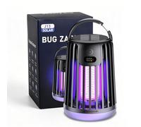 Piège à insectes solaire pour extérieur et intérieur, 2000 V haute tension avec affichage numérique, piège à mouches LED portable et lumière ambiante, rechargeable par USB pour terrasse, camping