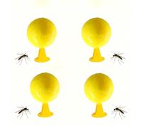 Piege a mouche interieur en boules adhesives - Lot 4 jaunes collantes - Naturel sans poison - Pour mouches fruits