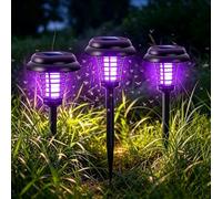 Piège à Moustiques Solaire Destructeur d'Insectes Électrique Lampe Anti-moustiques Étanche Lumière UV et Lumière Blanche Commutation Automatique pour Arrière-Cour/Jardin/Camping (3 PCS, 14x40cm)