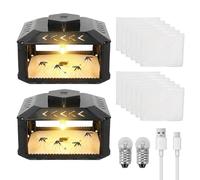 Piège à Puces, 2PCS Piège à Lampe à Puces LED avec 12 Disques Adhésifs Capture Insectes Flèches Salon Chambre Cuisine Sécurisé Enfants Animaux Domestiques Efficace Anti-Puces