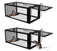 Piège à Rat, 2 Pièces XL Piege a Souris sans Tuer Cage Attrape Rat Cage de Capture pour Souris Loir Mulot Rongeurs - Piege a Rat Réutilisable Un Usage Extérieure Intérieure - 27 x 14 x 12 cm
