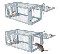 Piège à Rat, 2 Pièces XL Piege a Souris sans Tuer Cage Attrape Rat Cage de Capture pour Souris Loir Mulot Rongeurs - Piege a Rat Réutilisable Un Usage Extérieure Intérieure - 27 x 14 x 12 cm