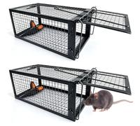 Piège à Rat, 2 Pièces XXL Piege a Souris sans Tuer Cage Attrape Rat Cage de Capture pour Souris Loir Mulot Rongeurs - Piege a Rat Réutilisable Un Usage Extérieure Intérieure - 31 x 17 x 13.5 cm