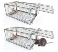 Piège à Rat, 2 Pièces XXL Piege a Souris sans Tuer Cage Attrape Rat Cage de Capture pour Souris Loir Mulot Rongeurs - Piege a Rat Réutilisable Un Usage Extérieure Intérieure - 31 x 17 x 13.5 cm
