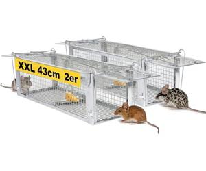 Piege a Rat Cage Rat XXL 43x14x12cm Piège à Souris Vivante pour Rats Loir Mulot Rongeurs Souris Attrape Rat à Double Porte Piege a Souris sans Tuer Piège à Rats Haute Sensibilité & Réutilisable