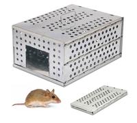 FISHTEC Piège à Rongeurs Pliable en Acier galvanisé pour Maison et Jardin - Capture Multiple sans blessure avec Trappe à Sens Unique - Système de Porte coulissante Efficace - 30 x 22 x 15 cm