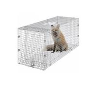Piège Animaux Vivants 1270x508x660 mm, Cage Pliable Fil Galvanisé, pour Chats Tatous Écureuils Ratons Renards