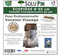 Piège Chenille Processionnaire du Pin - pour Tronc Jusqu’à 1,75 m - Kit Complet Écopiège Professionnel SoluPin Ø 55 cm à Vissage - Cerclage Réutilisable sans Insecticide - Conçu et Fabriqué en France