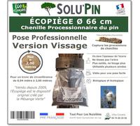 Piège Chenille Processionnaire du Pin - pour Tronc Jusqu’à 2,10 m - Kit Complet Écopiège Professionnel SoluPin Ø 66 cm à Vissage - Cerclage Réutilisable sans Insecticide - Conçu et Fabriqué en France